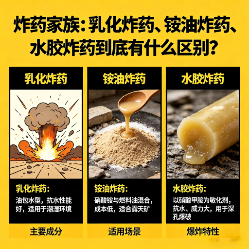 文县炸药家族：乳化炸药、铵油炸药、水胶炸药到底有什么区别？